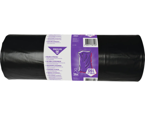 Rol vuilniszakken, 25 stuks, 120 liter