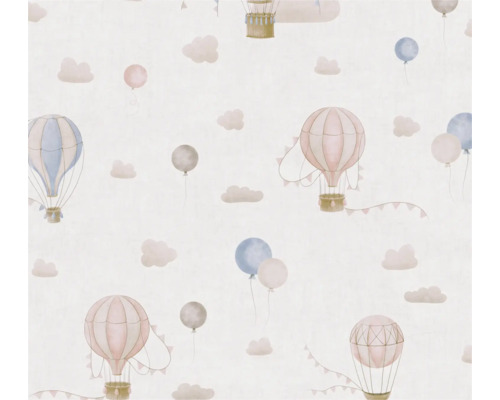 A.S. CRÉATION Zelfklevend behang Pop up Panel 79184-8 kindermotief beige blauw lichtroze Behang met het patroon van luchtballonnen en wolken