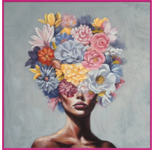 Schilderij van een vrouw met bloemenhoofdtooi