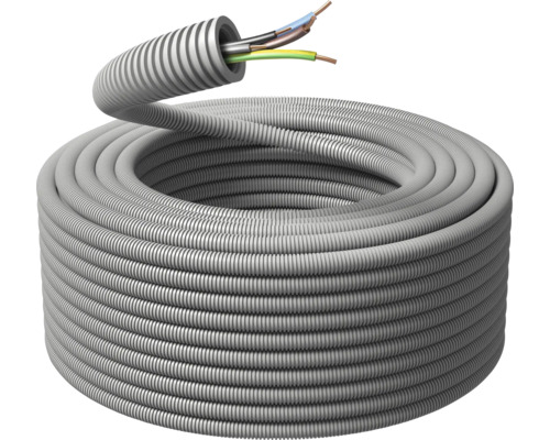Gegolfde elektrische installatiebuis opgerold met kabels