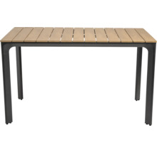 Tuin tafel met houten latten en metalen frame
