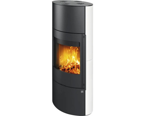 NORDENGER Houtkachel Folldal keramiek mat wit 6,3 kW Houtkachel met verbrandingskamer en kijkvenster