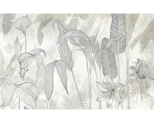 Illustratie van planten en bladeren als wanddecoratie