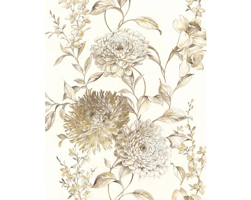 Bloemenbehang met bloem- en bladmotief