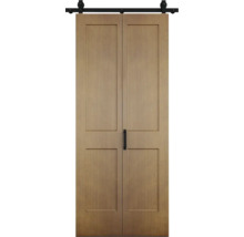 Dubbele schuifdeur van hout met beslag