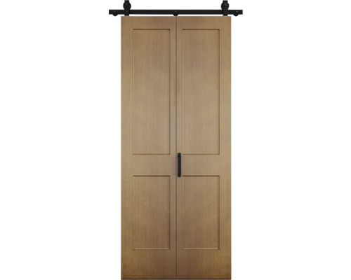 Dubbele schuifdeur van hout met beslag