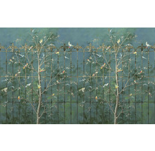 Behang met boom, vogel en hekmotieven voor wanddecoratie