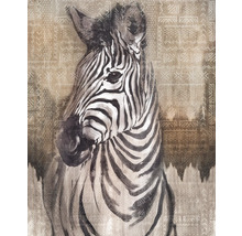 Schilderij van een zebra tegen een achtergrond met een motief