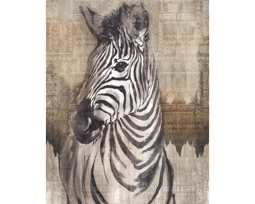Schilderij van een zebra tegen een achtergrond met een motief