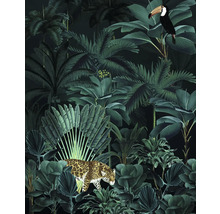 Behang met jungle motief, inclusief luipaard en toekan