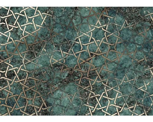 Behang met geometrisch patroon op gemarmerde achtergrond