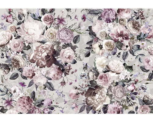 Bloemenbehang met rozen- en pioenrozenpatroon