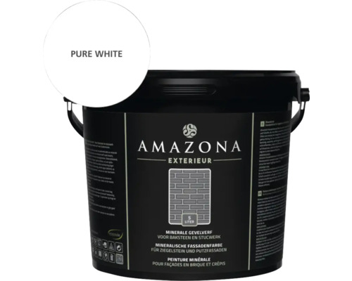 AMAZONA Gevelverf Pure White 5 l Emmer minerale gevelverf voor baksteen en stucwerk