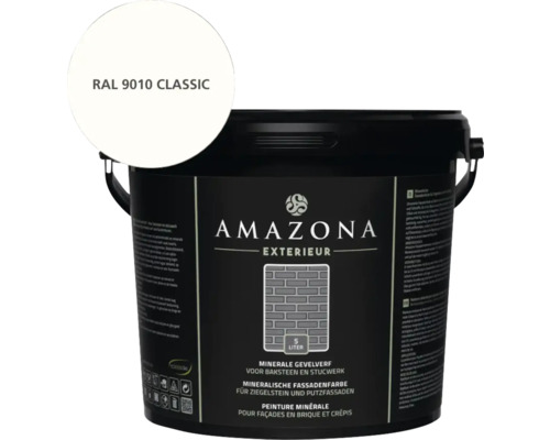 Emmer Amazona minerale gevelverf voor baksteen en stucwerk met kleurveld RAL 9010 Classic