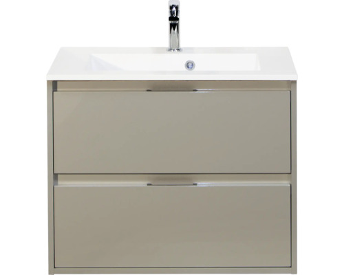 SANOX Badkamermeubelset Porto kiezelgrijs 70 cm met twee lades incl. kunststenen wastafel met één kraangat Wastafelonderkast met twee laden, wastafel en kraan