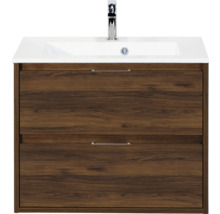 Wastafelonderkast met twee lades, wastafel en kraan