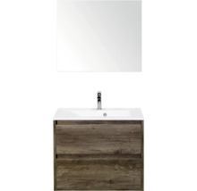 Wastafelmeubel met twee laden, wastafel en spiegel