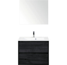 Wastafelcombinatie met spiegel, onderkast met twee laden en opzetwastafel