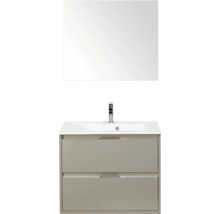 Wastafelmeubel met twee laden, wastafel en spiegel