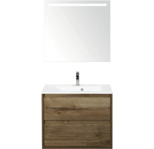 Wastafelonderkast met wastafel en spiegel met verlichting