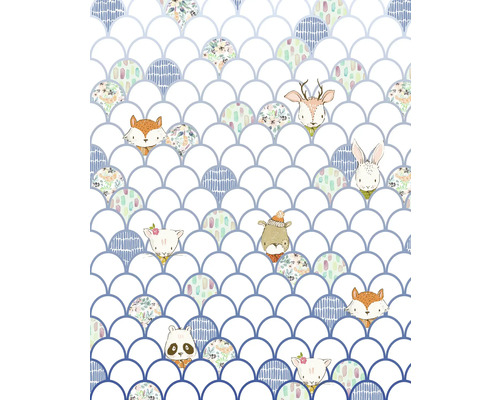 Behang met diermotieven en schubbenpatroon