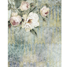 Behang met bloemmotief van rozen en geometrische vormen