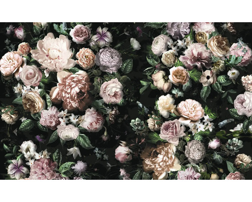 Bloemenbehang met rozen en pioenen