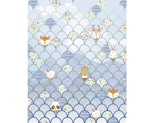 Behang met dierenmotieven en schelpdesign