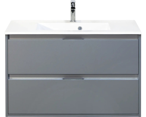 SANOX Badkamermeubelset Porto ice green 90 cm met twee lades incl. kunststenen wastafel met één kraangat Wastafelonderkast met twee laden en wastafel