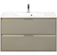 Wastafelonderkast met twee laden, wastafel en kraan