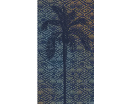 Behang met palmmotief en geometrisch patroon