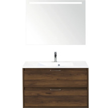 Wastafelcombinatie met spiegel en twee laden