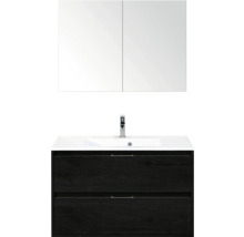 Wastafelcombinatie met spiegelkast en twee lades