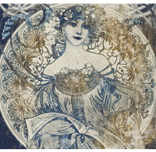 Decoratieve muurafbeelding met vrouw in art nouveau stijl