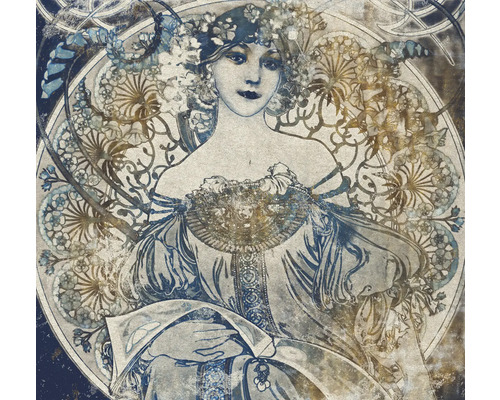 Decoratieve muurafbeelding met vrouw in art nouveau stijl