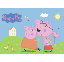 Illustratie van de Peppa Pig familie in een landschap