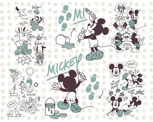 KOMAR Fotobehang vlies DX7-026 Disney Edition 4 Mickey and Friends 350x280 cm Mickey Mouse illustratie met Donald Duck en Pluto