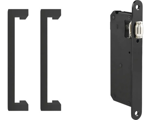 Schuifdeurbeslag met komgreep en slotkast