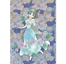 Tekening van Jasmine met bloemenachtergrond