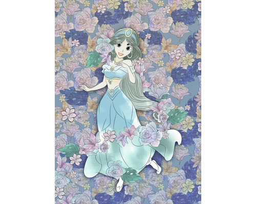 Tekening van Jasmine met bloemenachtergrond