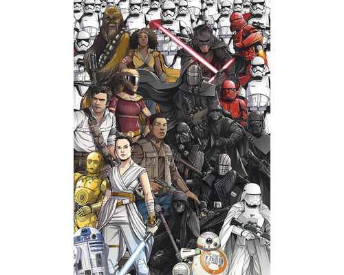 KOMAR Fotobehang vlies DX4-075 Disney Edition 4 Star Wars Retro Cartoon 200x280 cm Illustratie van diverse Star Wars personages
