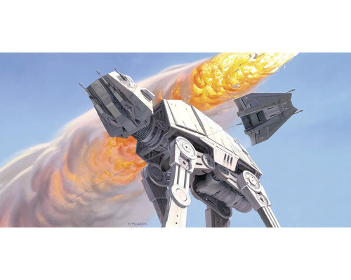 KOMAR Fotobehang vlies DX10-053 Disney Edition 4 Star Wars Classic RMQ Hoth 500x250 cm Illustratie van een AT-AT gevechtsloper met ruimteschip op de achtergrond