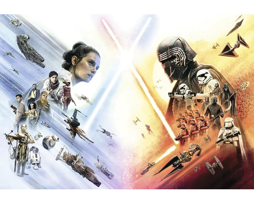 Star Wars: The Rise of Skywalker filmaffiche met Rey, Kylo Ren en ruimteschepen