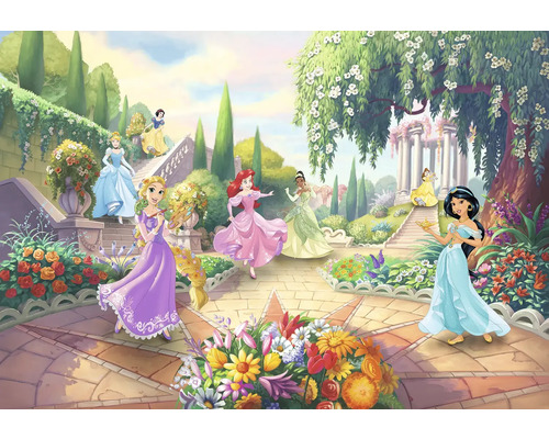 Illustratie van Disneyprinsessen in een tuin
