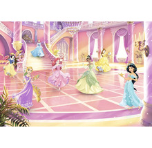 Illustratie met meerdere Disneyprinsessen in een balzaal