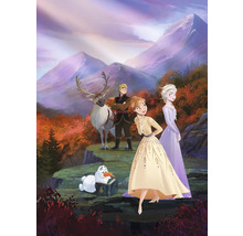 Illustratie van de personages uit Frozen in een boslandschap