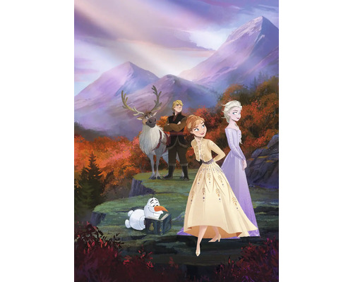 KOMAR Fotobehang papier 4-4105 Disney Edition 4 Frozen Spring is coming 184x254 cm Illustratie van de personages uit Frozen in een boslandschap