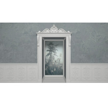 Wanddecoratie met sierlijsten en tropische muurschildering