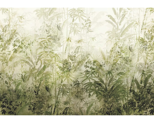 Behang met jungle motief en plantenpatroon