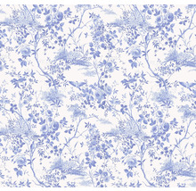 Behang met bloemmotief van rozen, bladeren en vogels